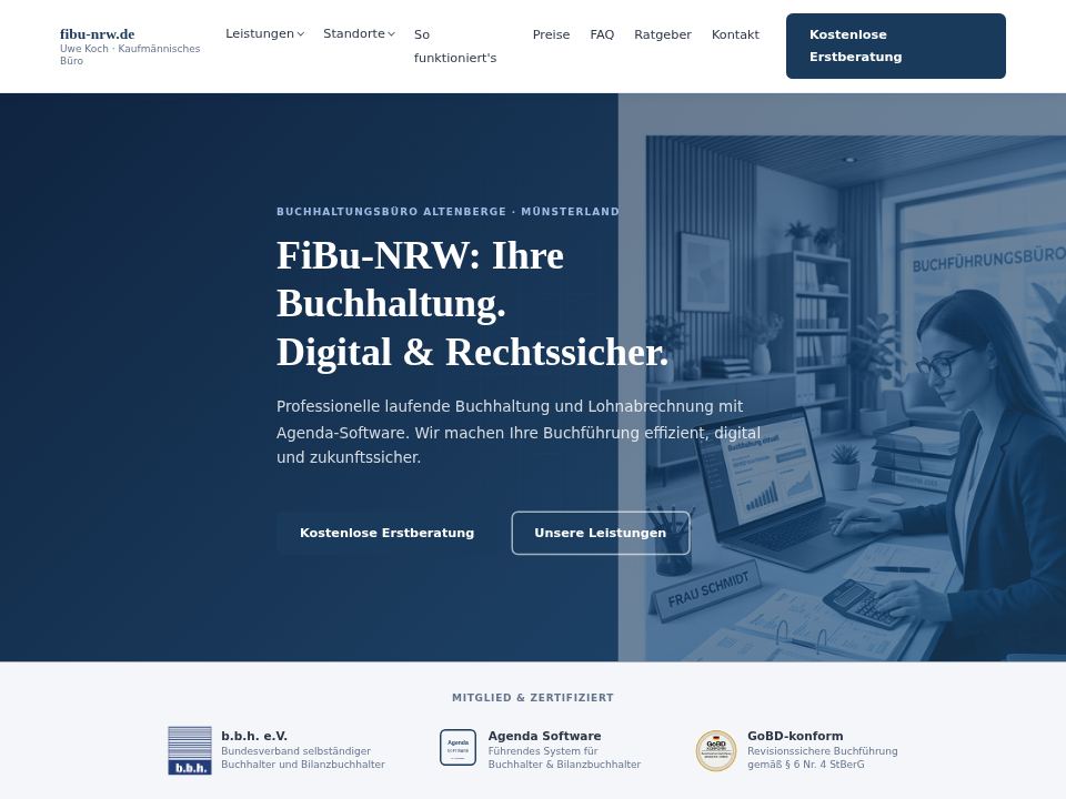 Startseite der Website von FiBu-NRW